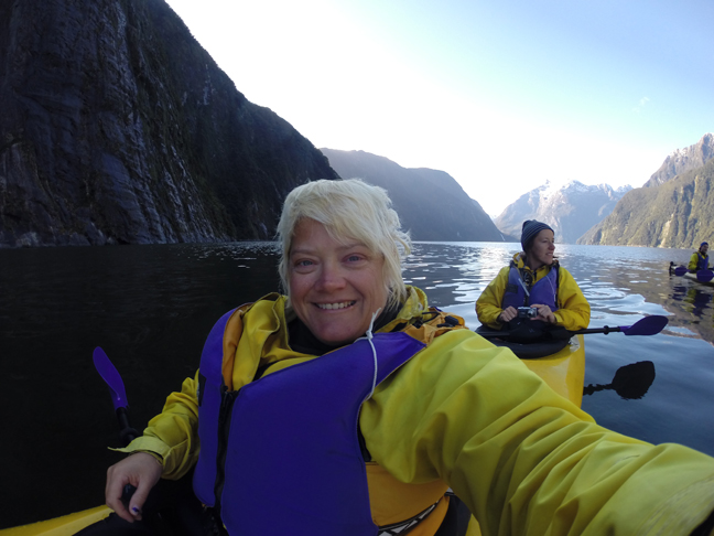 Me paddling Milford Sound