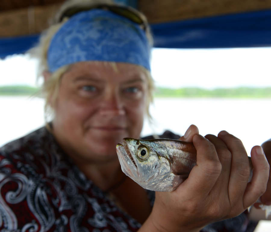 the piranha that jumped inside the boat and hit me in the shoulder!