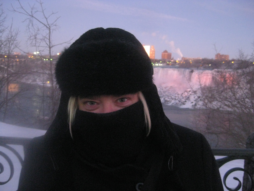 me freezing at Niagara Falls, NY