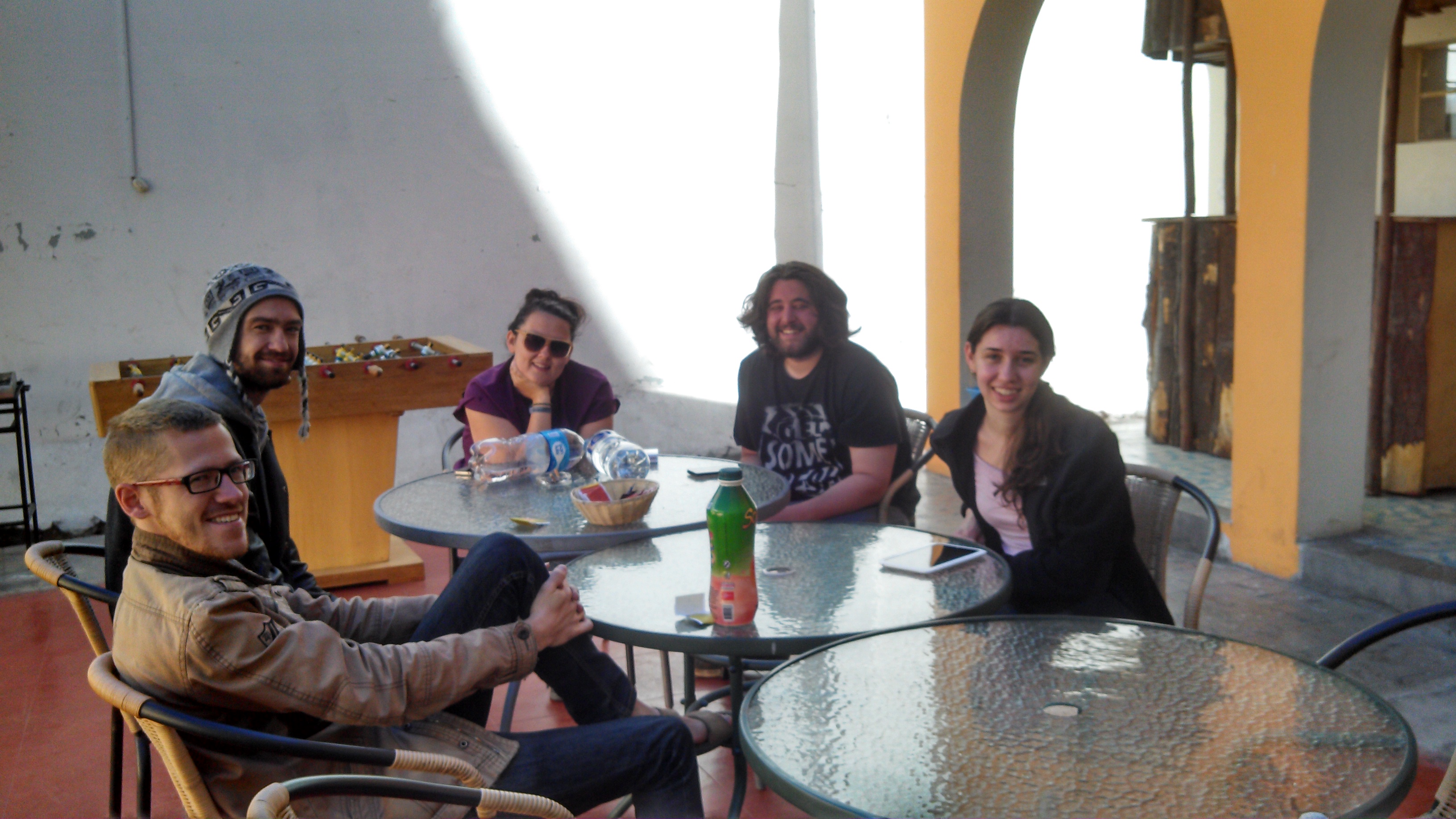 our hodge podge of small world at breakfast in Arequipa