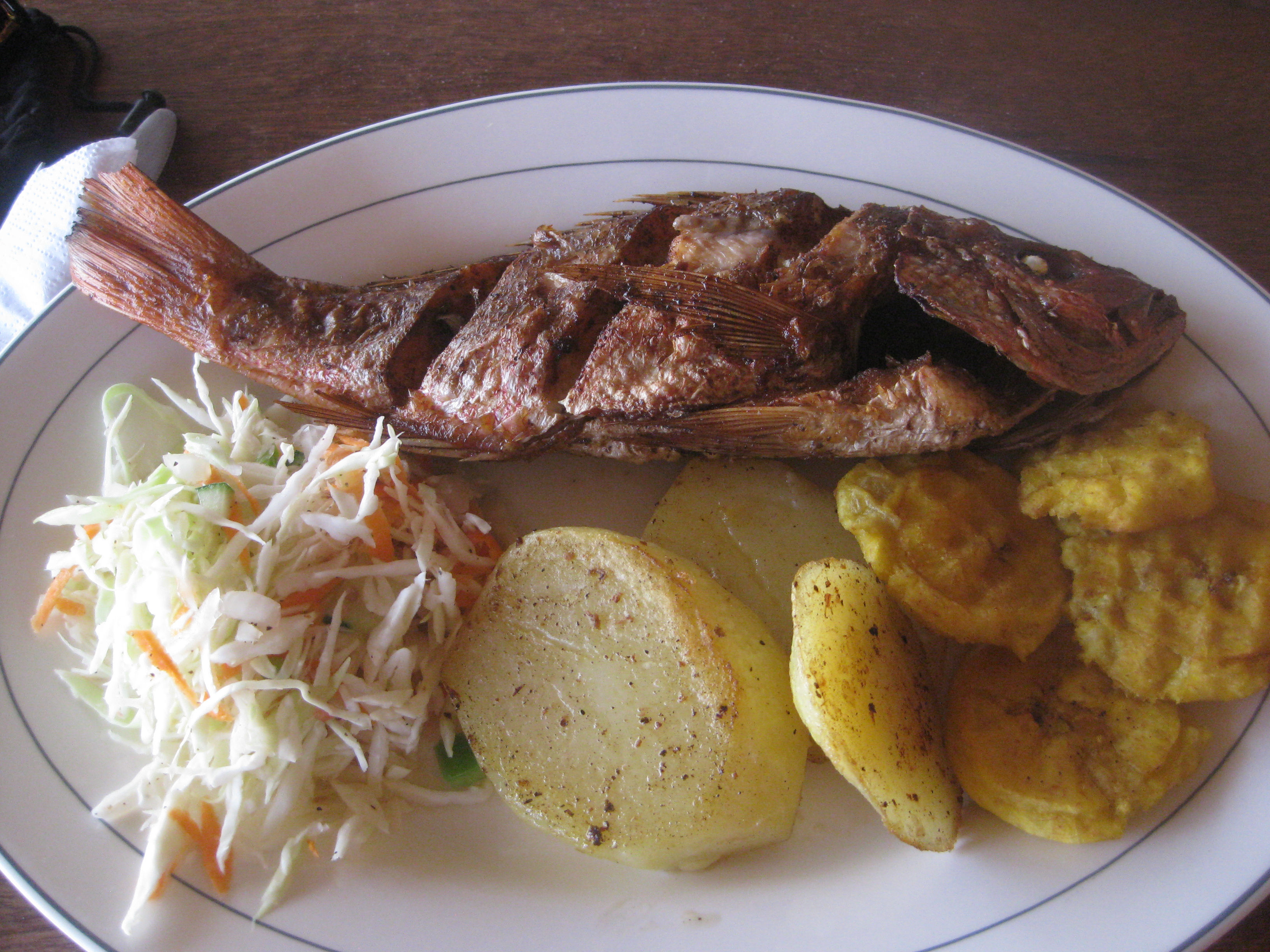 I'm getting used to eating a whole fish. It's strange to fry a fresh fish but it is tasty!