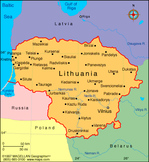 map of Lithuania