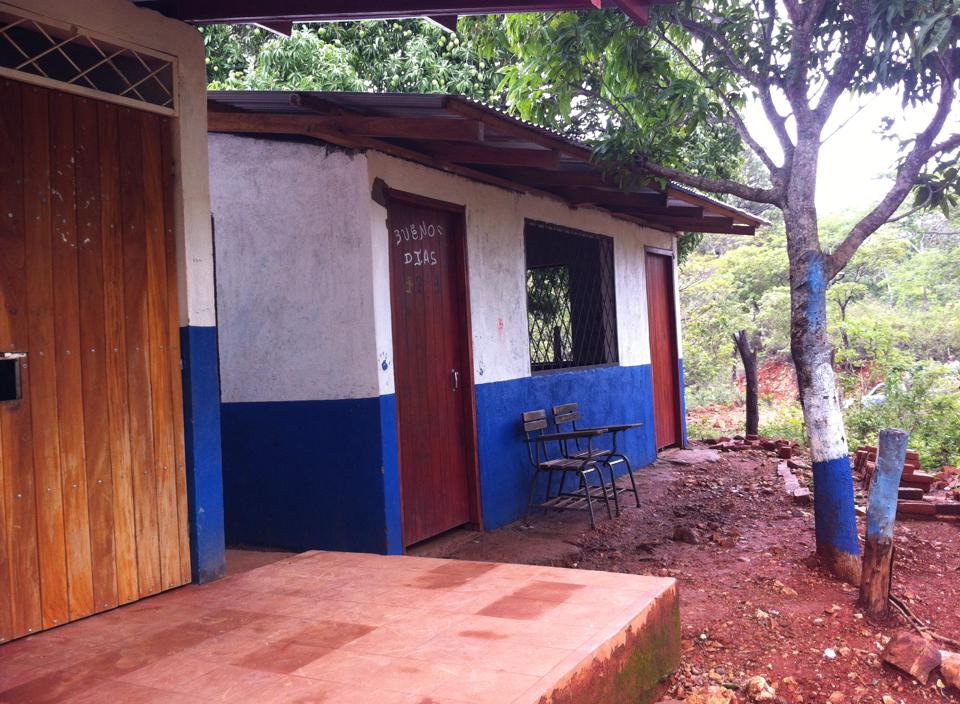 the school, with the handprints